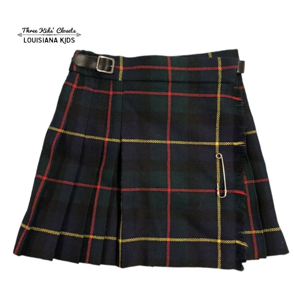 James Pringle Weavers Scotland Sz 2 100% Wool Plaid Kilt Skirt